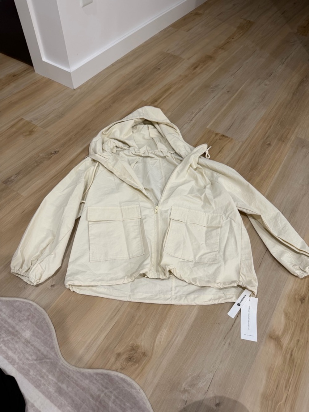 Light Cream Hooded Zip Jacket